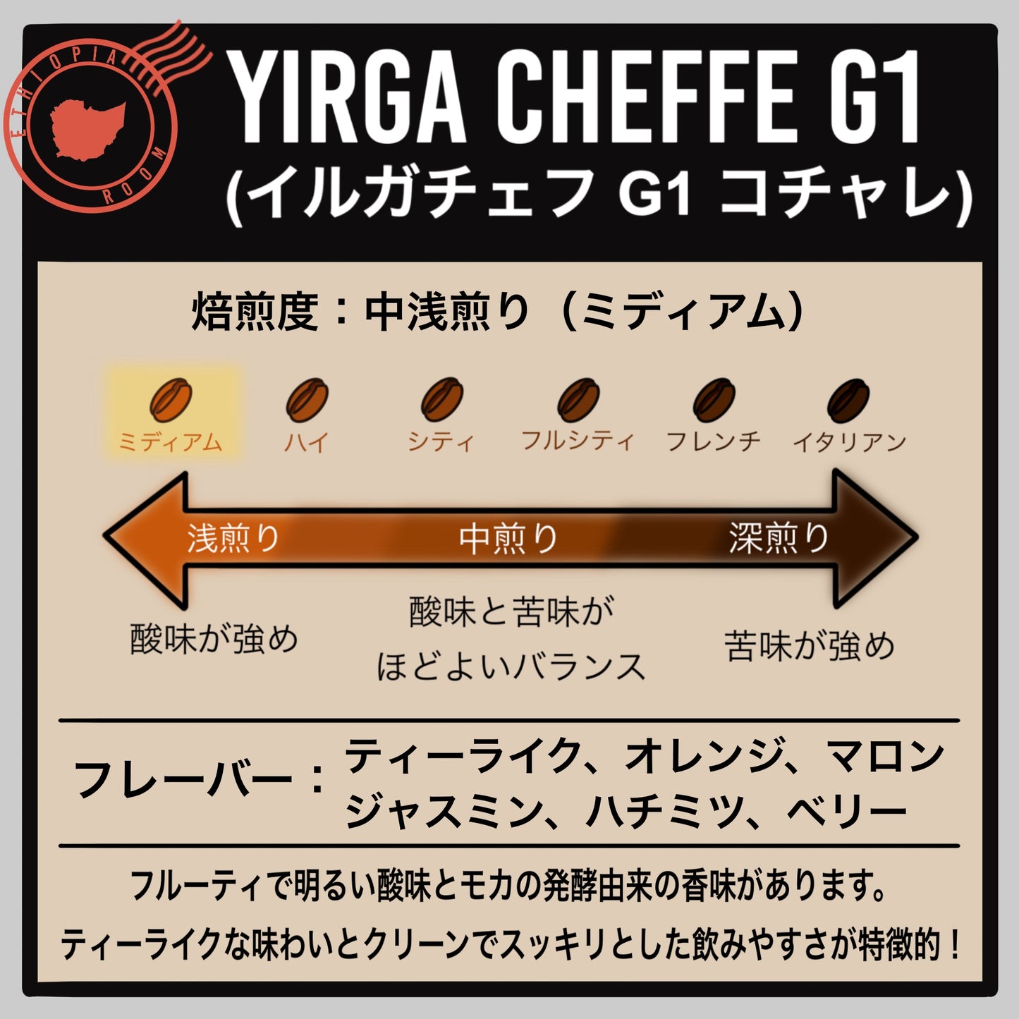 【エチオピア】イルガチェフ コチャレ G1